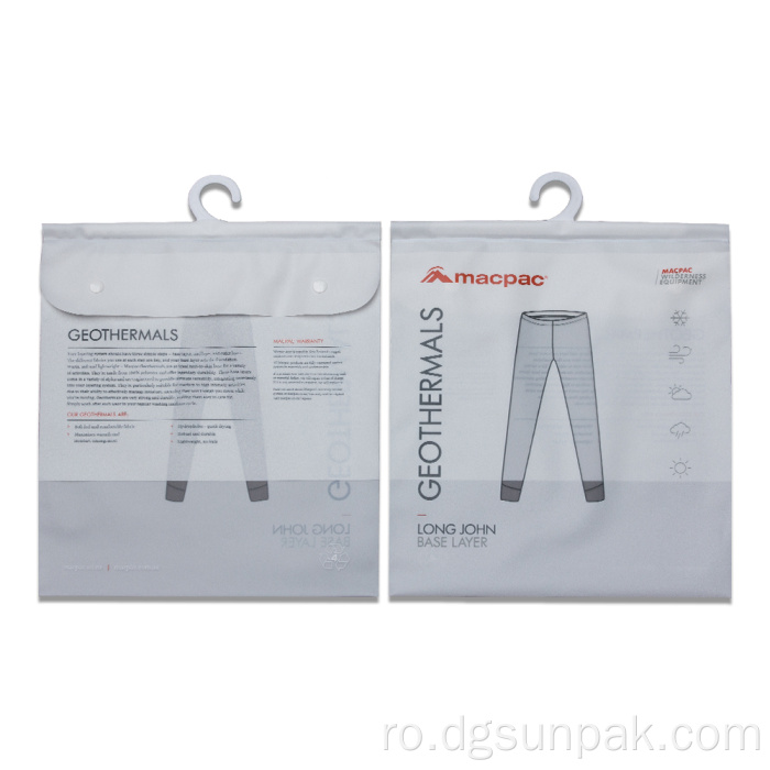 geantă de ambalare laminată cu fermoar cu cârlig transparent pentru fereastră